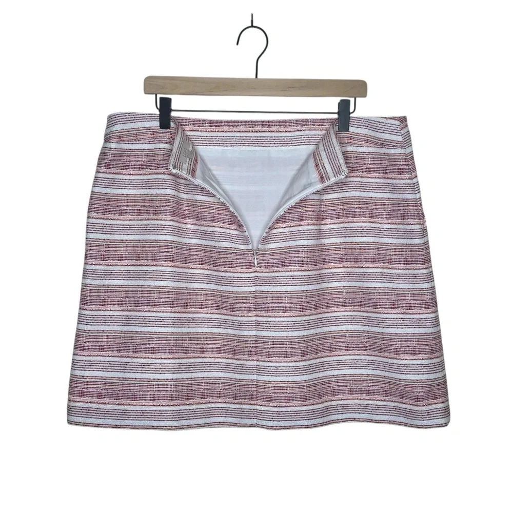 LOFT Women’s‎ Tweed Mini Skirt Sz16 Multicolor Pink & Orange Stripes W/ Pockets